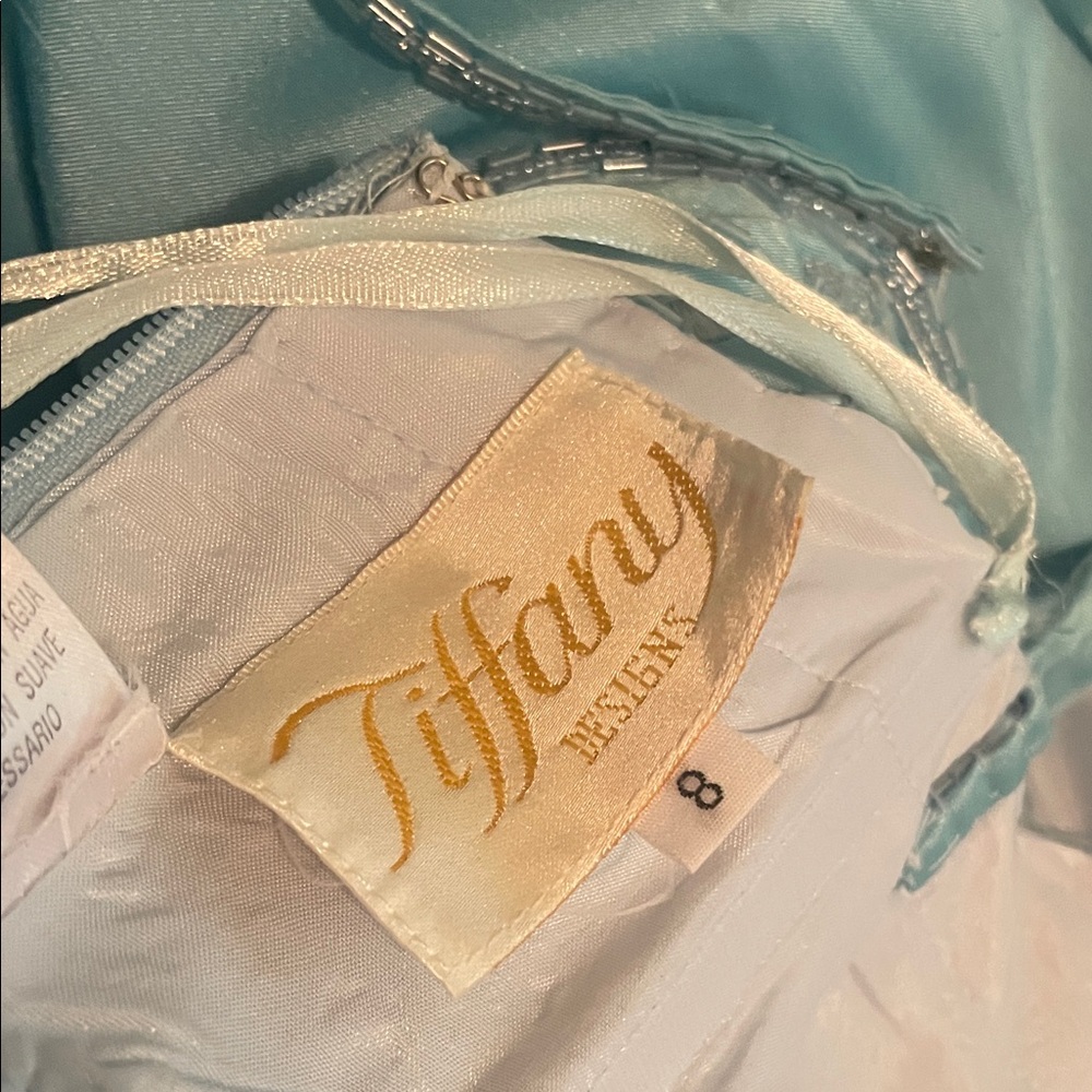 Tiffany Designs Light Blue Strapless Gown - Picture 16 of 16